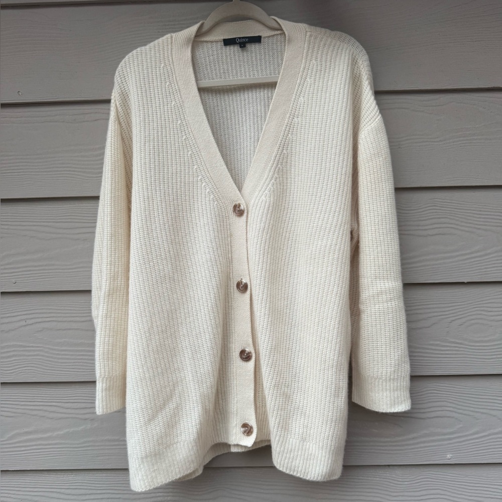 Quince Mongolian Cashmere Fisherman Boxy Cropped Cardigan Sweater - Picture 15 of 16